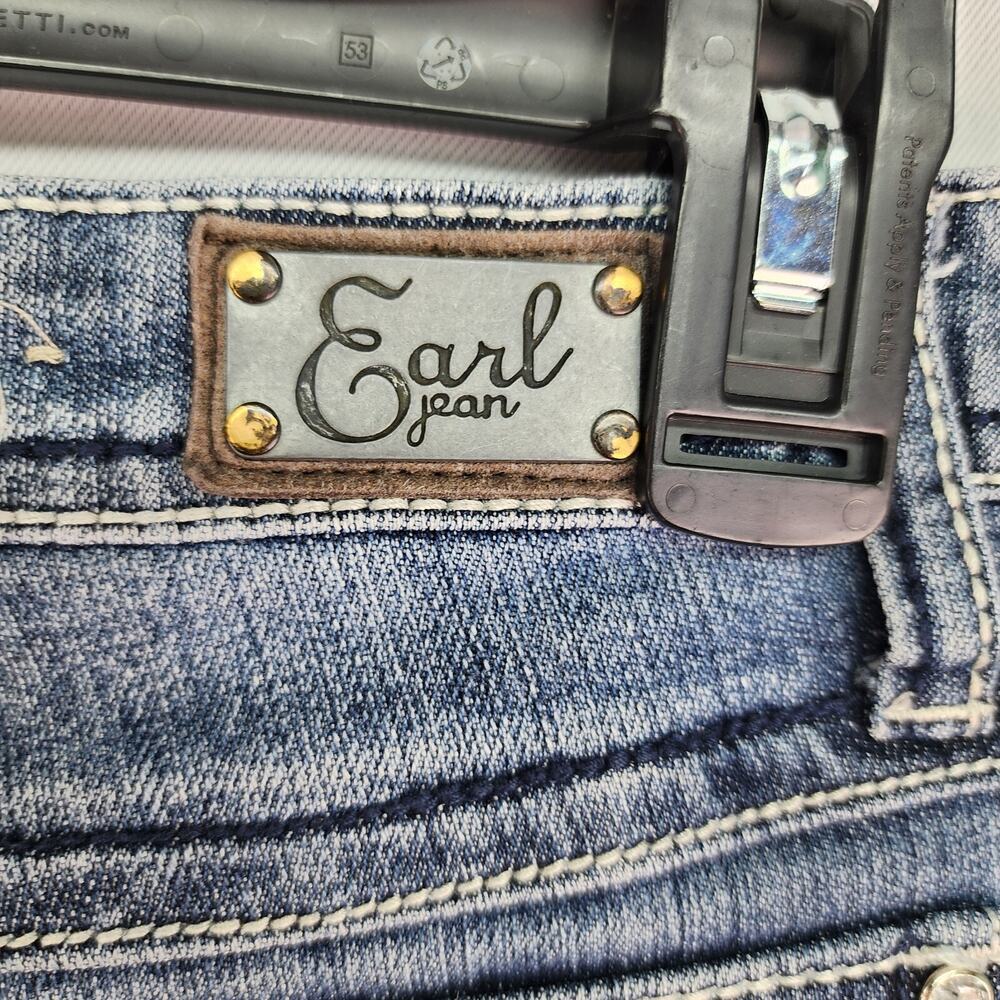 Earl Jeans Women’s 8P Bootcut Blue Stretch Denim Mid Rise Embellished Soft 32x26 - Picture 11 of 13